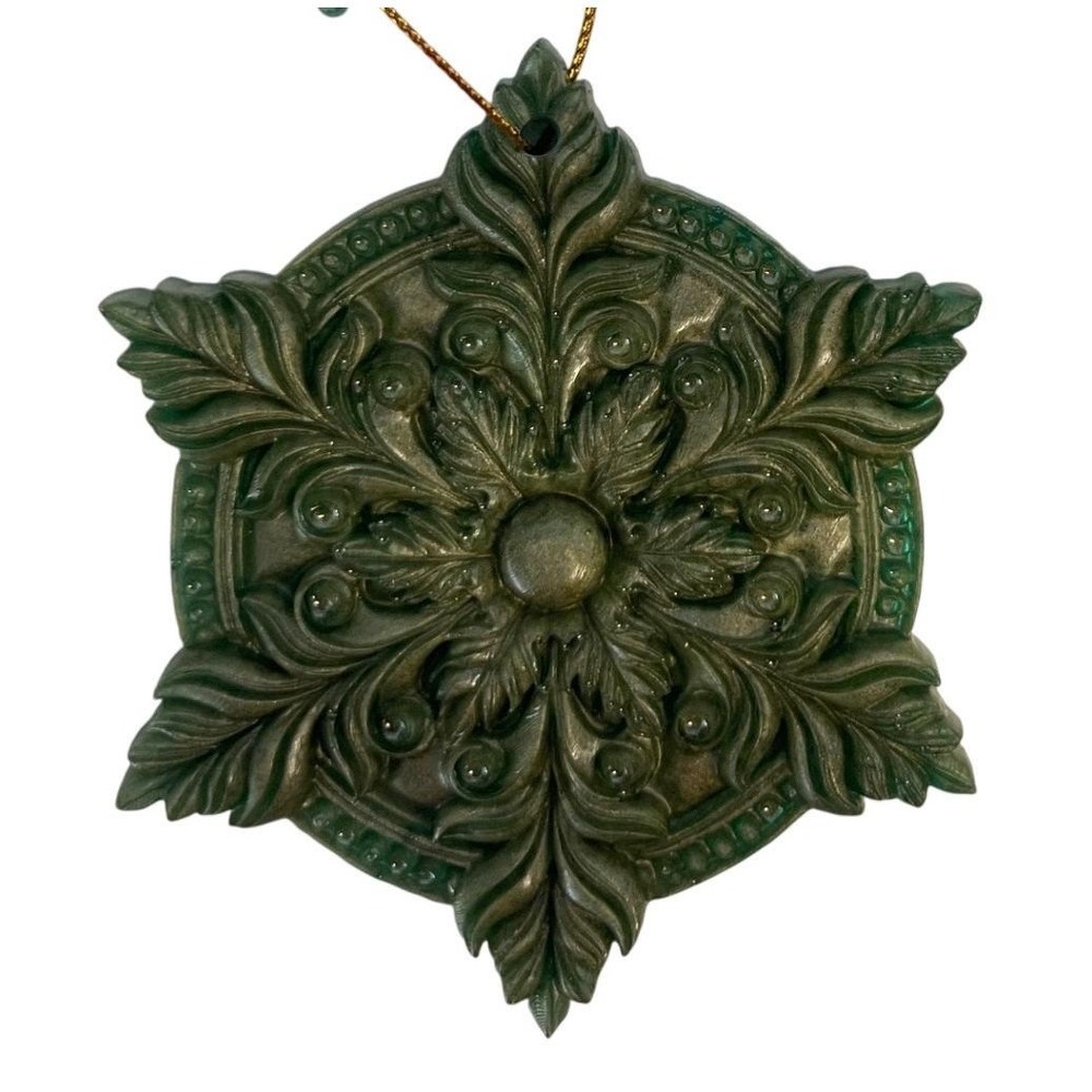 10pc Handmade Green Mica Baroque Architectural Salvage Style Christmas Ornaments - Picture 6 of 16